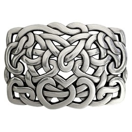 HA1315 Unique Antique Celtic Twisted Heart Belt Buckle Fits 1-1/2"(38mm) Belt (Antique Silver)
