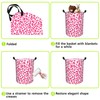 Naqiuli Pink Leopard Laundry Basket Foldable Laundry Hamper Waterproof Oxford