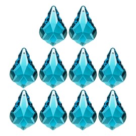 PATIKIL K9 Crystal Pendants Teardrop Beads, 10 Pack 38mm Chandelier Prisms Parts Hanging Leaf Beads DIY Lamp for Arts Crafts Decoration, Blue