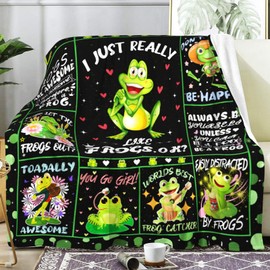 Funny Frog Blanket Gifts for Frog Lovers,Soft Cozy Flannel Anime Cute Frogs Throw Blankets Funny Frog Bed Sofa Couch Birthday Gifts for Adults Frog Lovers Women Girls 80"x60"