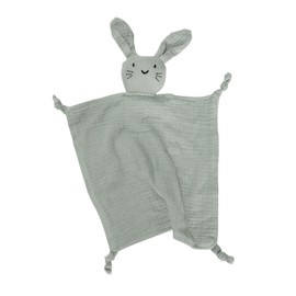 Organic Cotton Muslin Bunny Lovey Blanket, Soft & Breathable Security Blanket for Newborns, Unique Baby Gifts for Boys and Girls (Bunny-Green)