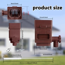 Rain Barrel Diverter Kit, Rain Water Collector System Downspout Diverter for Rain Barrel for Standard 2x3 or 3x4 Inch Gutter Downspouts (Brown)