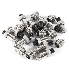 Walfront GX12 Aviation Connector Power Plug 4 Pin 12 mm Aviation Plug Male + Female Fittings Zinc Nickel-Plated Metal Socket 300 V 5 A Set of 10