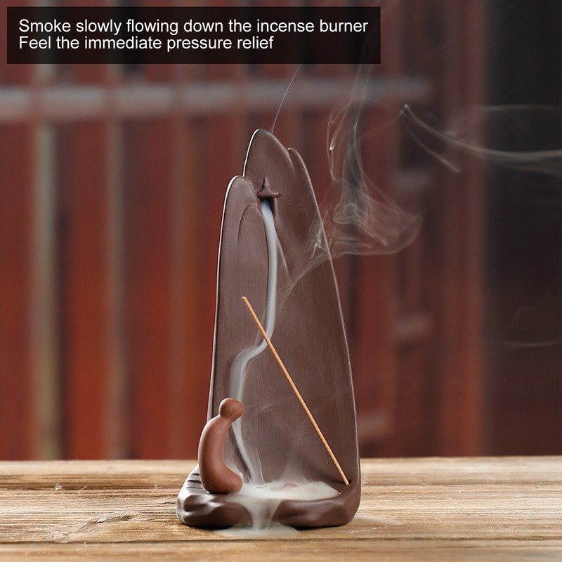 Ceramic Backflow Incense Burner Sandalwood Stick Aromatherapy Landscape Holder Decoration