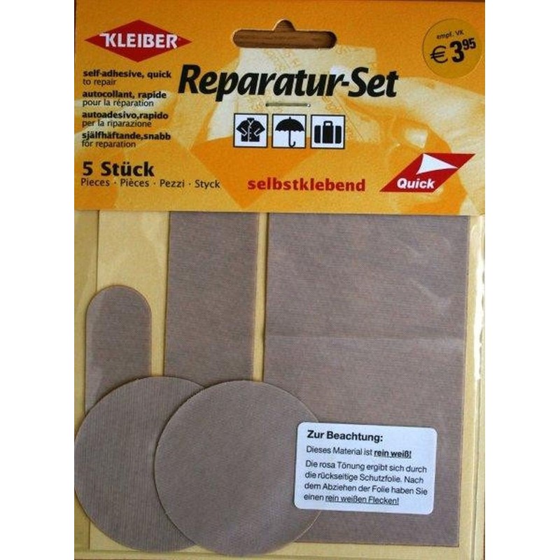 Kleiber 5-er Set Selbstklebende Ausbesserungsflicken für Bekleidung aus Nylon, rot