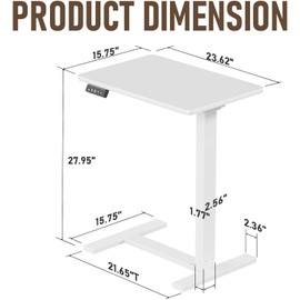 24"x16" Electric Overbed Table, Height Adjustable Rolling Desk