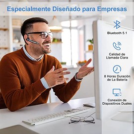 GuDoQi Auriculares Bluetooth 5.1, Auriculares Inalámbricos con Micrófono, Cancelación de Ruido CVC8.0, Impermeables, 48H Estéreo, Auriculares Manos Libres de Un Solo Oído con Estuche de Carga