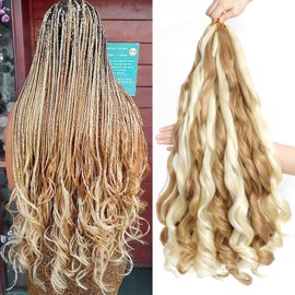 French Curl Braiding Hair 22 Inch 8 Packs Curly Braiding Hair Pre Stretched French Braiding Hair French Curl Crochet Braids Curl Braiding hair extensions for braiding (27P613, 22 Inch (Pack of 8))