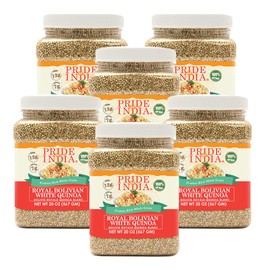 Pride Of India - PACK of 6 - Natural White Royal Quinoa - 100% Bolivian Superior Grade Protein Rich Whole Grain, 1.25 Pound Jar
