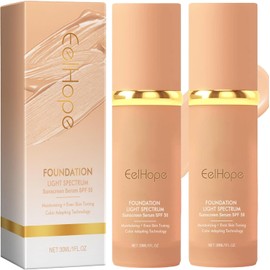 Colour Changing Foundation for Aging Skin, 2 Pack Warm Skin Moisturising Concealer, Colour Changing Mature Skin Foundation, Sunscreen, Nude Concealer, Universal Shade for All Skin Types 30 mL