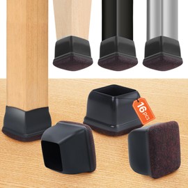 16PCS Extra Large Chair Leg Floor Protectors, Felt Furniture Pads for Hardwood Floors, Square Black Sofa Bed Dining Table Chair Leg Covers to Protect Floors and Prevent Scratches & Noise(Fit:1.45"-2")