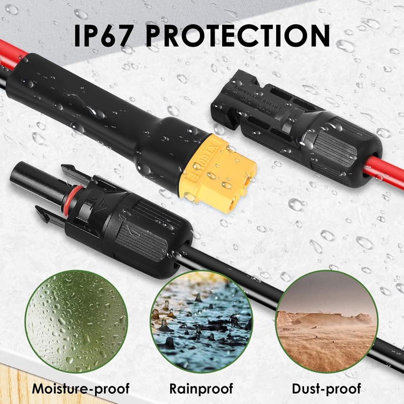 MOOKEERF Solar to XT60 Extension Cable 10AWG 6FT Solar Connector
