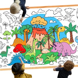 Dinosaur Giant Coloring Poster, 30 x 72 Inches Large DIY Dinosaurs Coloring Tablecloth Dinosaurs Coloring Tablecover Dinosaur Themed Color-in Activities Games for School Home Birthday Party Supplies