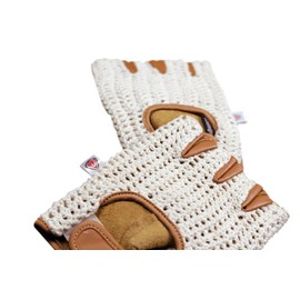 PRIME SPORTS Real Soft Leather Crochet Fingerless Driving Weight Training Cycling Wheelchair Gloves W-049 (XX-Large)