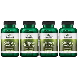Swanson Chinese Skullcap - Herbal Supplement Promoting Relaxation & Sleep Support - Flavonoid Formula to Help Soothe Nerves - (90 Capsules, 400mg Each) 4 Pack