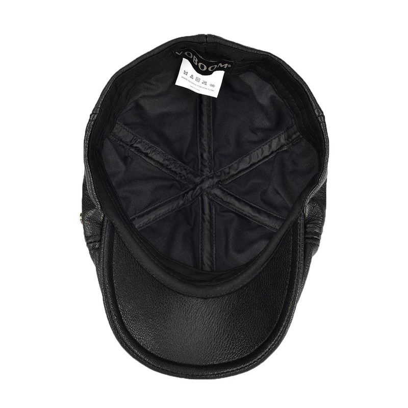 VOBOOM Leather Ivy Newsboy Caps 6 Panel Cabbie Beret Hat