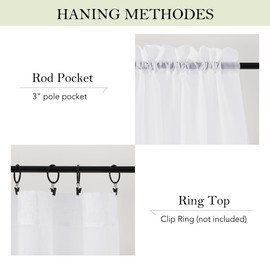 PONY DANCE White Sheer Curtains for Window - Light Filtering Curtains for Bedroom Privacy Screen Double Slit Top Woven Voile 1 Panel, 90" x 95"