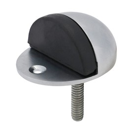 TIMCO Oval Door Stop - Satin Chrome - Floor Mounted - Protective Rubber Buffer tip - 47mm
