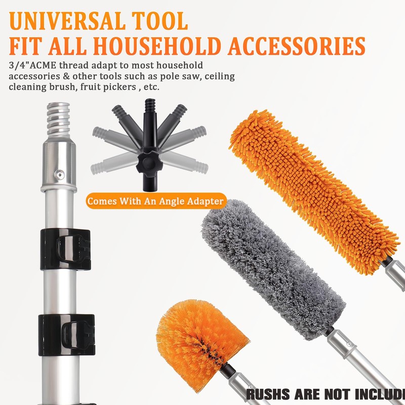 28FT Reach Telescopic Extension Pole, 5-20FT Multi-Purpose Extendable Pole with