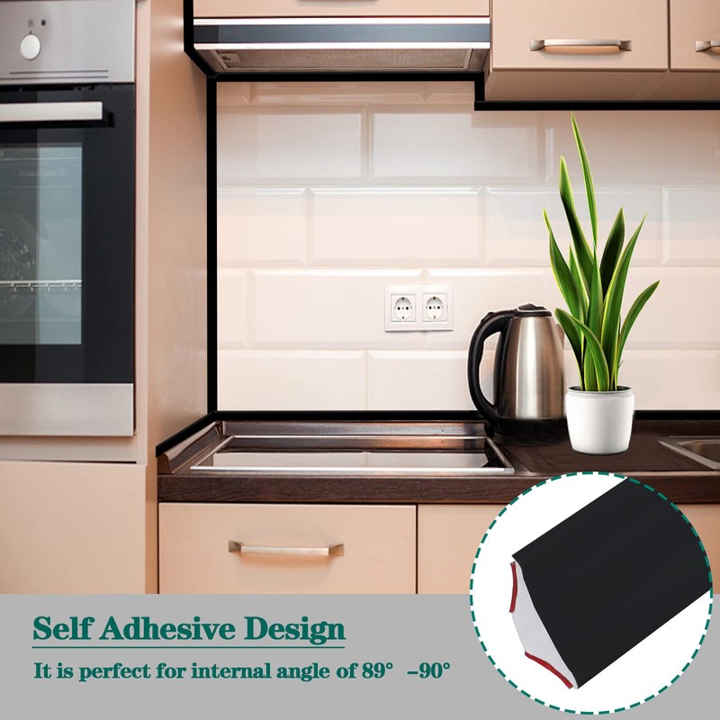 Black Quadrant Trim, Flexible Skirting Board Coving for Ceilings Plastic