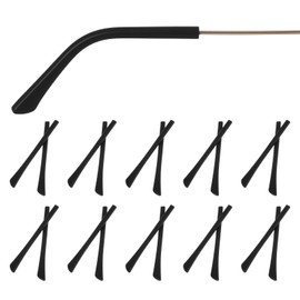 Aphumedc Anti-Slip Silicone Eyeglass End Tips 10 Pairs Eyeglasses Replacement Temples Glasses Ear Cushion Sock Pieces Tube Eyewear Comfort Replacement Tips for Flat Thin Metal Eyeglass Legs - Black