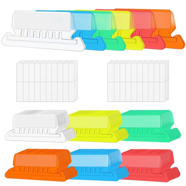 Moguri Pack of 60 File Folder Tabs, Insertable Plastic Tabs,