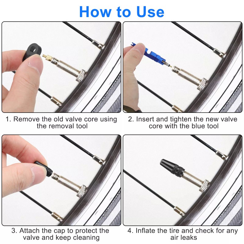 Octoder Bike Valve Core Removal Tool Kit with Brass Replacement