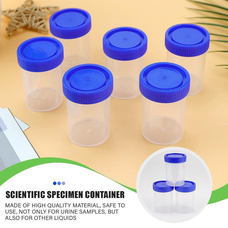 Qerutk 100pcs 40ml Specimen Pots Urine Sample Bottles, Scientific Specimen