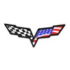 2Pcs Front Hood & Rear Fascia Crossed Flags Emblems Car