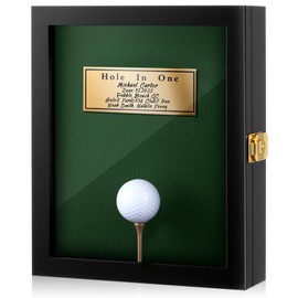 Silipull Hole in One Display Case with Ball Shelf 10.43 x 8.75 Inch Wall Mounted Wooden Case Holder Hole in One Golf Ball Frame Holds and Scorecard Photo for Memorabilia Collection