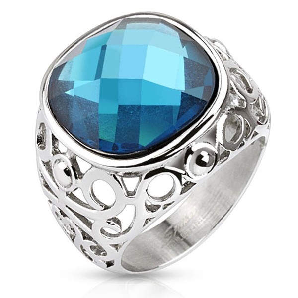 Coolbodyart Stainless Steel Ring Silver 21mm Width Filigree with Large