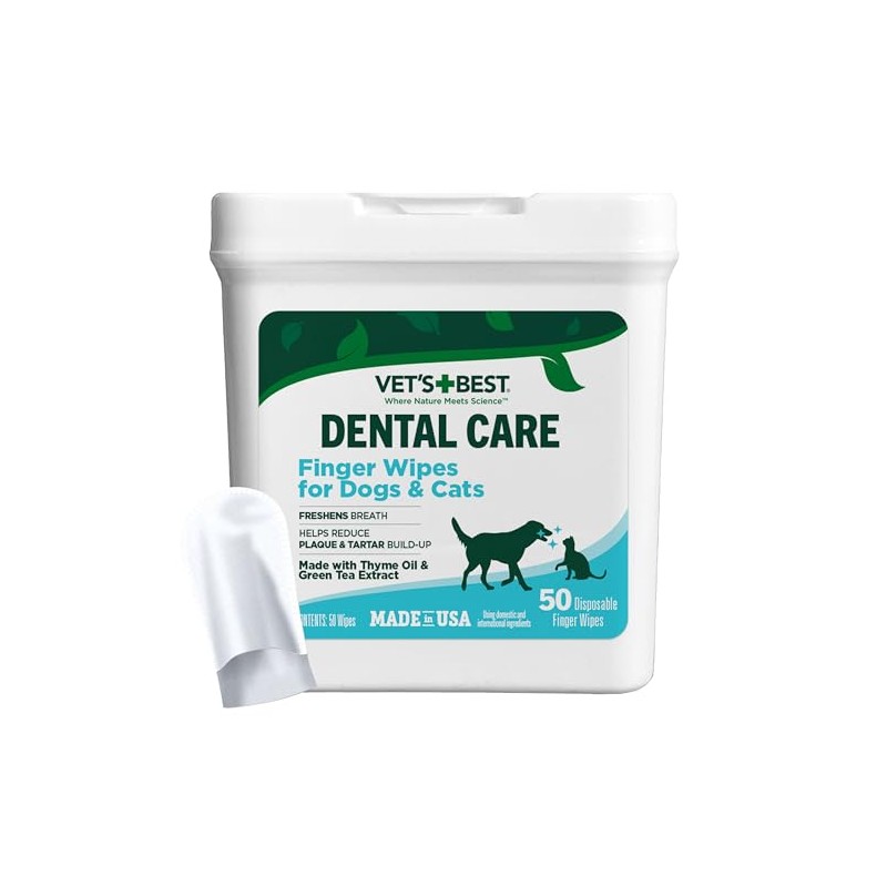Vets Best Toallitas Para Dedos De Cuidado Dental Sin Sabor