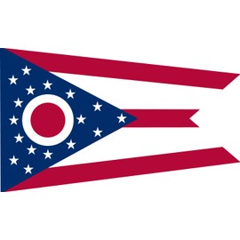 Valley Forge, Ohio State Flag, Nylon, 4'x6', 100% Made in America, Canvas Header, Heavy-Duty Brass Grommets