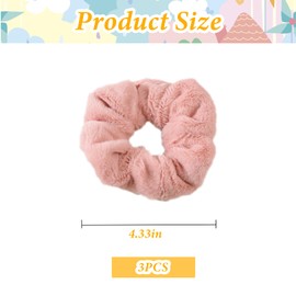 Furry Hair Scrunchies for Women's Hair - 3Pcs Soft Fuzzy Scrunchies,French Fluffy Scrunchy Artificial Fur Hair Elastics Ties Ponytail Holders Winter Hair Accessories for Women Girls Party Gifts
