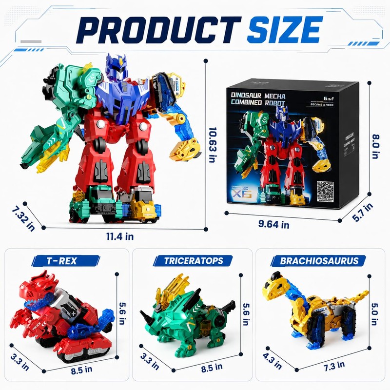Dimoarch Magnetic Dinosaur Transforming Robot Toys for Boys