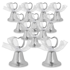 Silver Bell Place Tarjeteros para números de mesa, menú de restaurante, bodas, decoración de fiesta (paquete de 12)