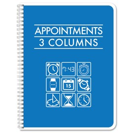 BookFactory 3 Column Appointment Book Appointments Tracking Logbook Notebook (Three Columnar Format) - 100 Pages, 8.5'' x 11'', Wire-O (Made in USA)