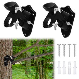 Mofuiry 2 Pack Heavy Duty Metal Branch Holder Mounted Deer Licking Branch Bracket, Mock Scrape Kit Deer Hunting Accessories, Two Position Mounting Bracket with Stainless Hardwares