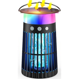 Solar Bug Zapper Outdoor, Mosquito Killer with RGB Light, 4200V High-Power, IPX5 Waterproof Mosquito Fly Zapper, Indoor & Outdoor Electric Portable Insect Trap for Patio, Garden, Backyard, Home