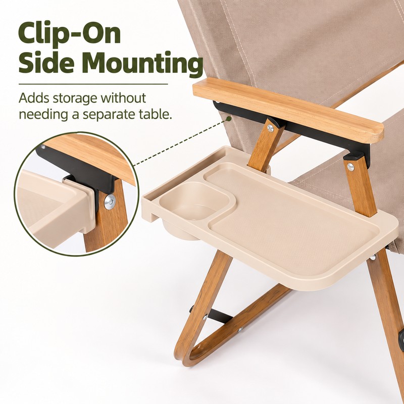 Camping Chair Side Tray with Cup Holder – Clip-On PP