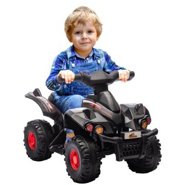 Qaba Kids ATV, 6V 4 Wheeler Kids Quad Car, Battery Powered Electric Ride on Toy with Music for Boys & Girls Ages 2-6 Years, Black