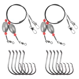 Fishing Egg Ready Rigs Weighted Grouper Rig with Circle Hook Saltwater Surf Fishing Bottom Flounder Catfish Rig with Egg Sinkers Circle Hooks