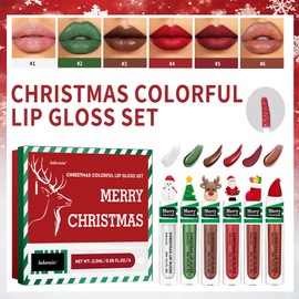 Christmas Lip Gloss Set,6pcs Lip Glaze Gift for Girl,Lip Gloss Sets for Teenage Girls Christmas,Matte Velvet & Pearlescent Red&Green,Silky Lipgloss Waterproof Lipstick Set,Pamper Gift for Girls&Women