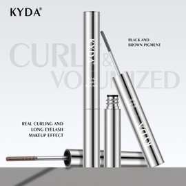 KYDA Brown Washable Metal Wand Mascara, Extra Slim Curling Eyelash Look, Bristleless Metal Mascara, Quick Dry, No Flaking and Clumping, Lasting Charming Lash Makeup