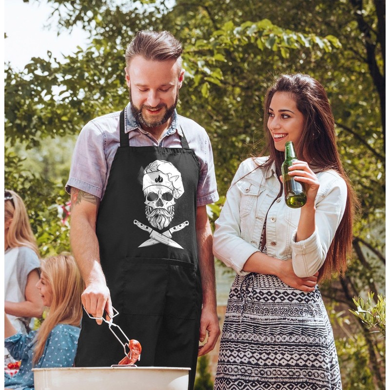 MoonWorks® BBQ Apron for Men with Saying "Hier grillt der