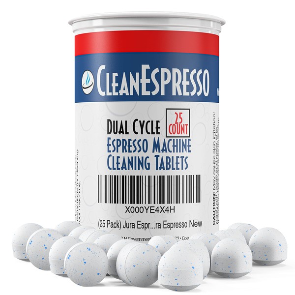 (25 Pack) CleanEspresso Dual Cycle Espresso Machine Cleaning Tablets for