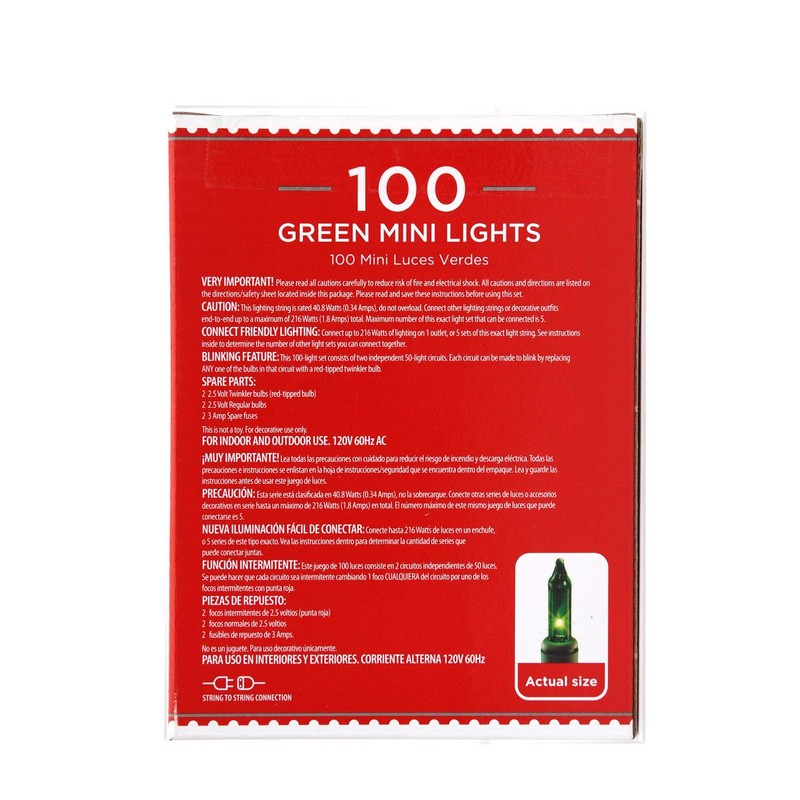 Holiday Time 100 Green Mini Lights - Green Wire (2