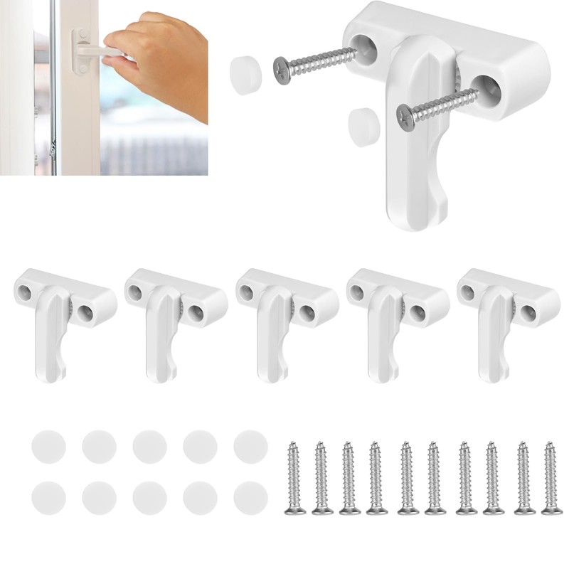 Pack of 6 Window Lock White Window Lock Burglary Protection