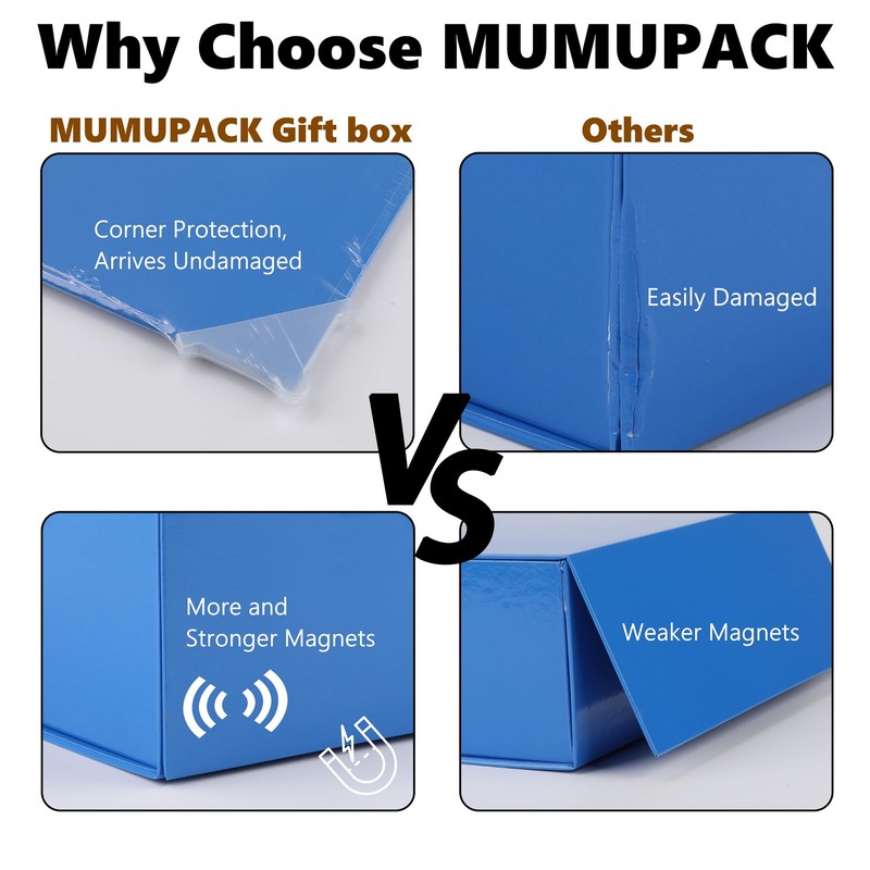 MUMUPACK Blue Gift Box,10x7.3x3.5 Gift Boxes With Lids For Presents