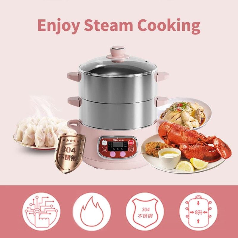 Bear Electric Multifunctional Food Steamer, One Touch Digital Steamer with
